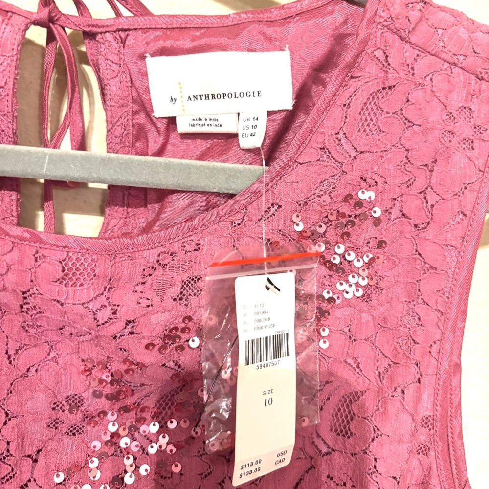 Anthropologie Dusty Rose Soraya Sequined Blouse Sz 10 - Picture 9 of 12